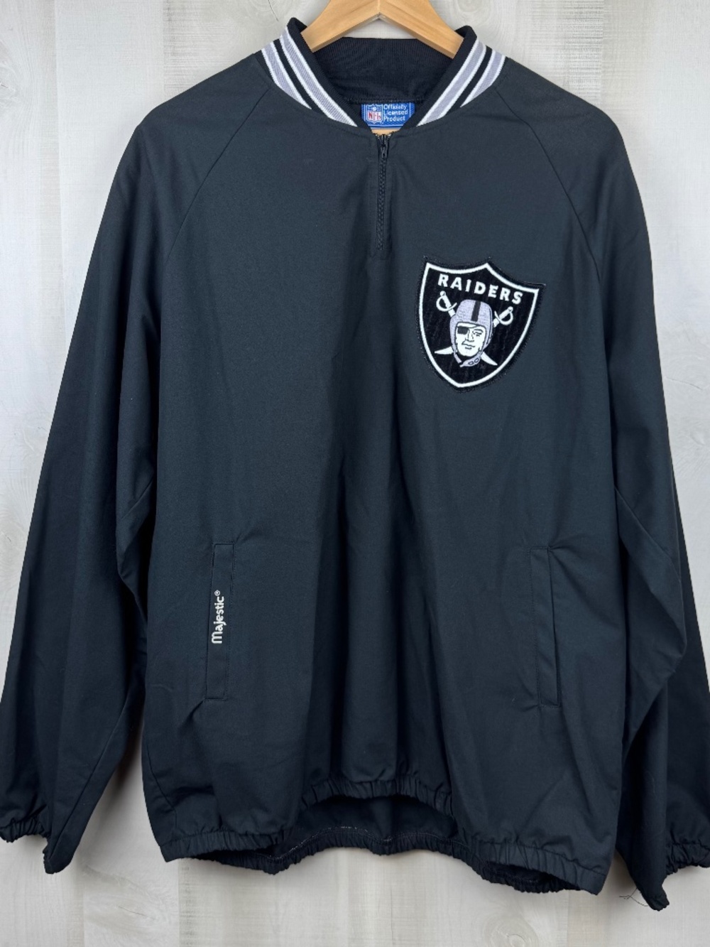 Vintage Majestic NFL Men’s Oakland Raiders 1/4 Zip Black Pullover Jacket XL USA